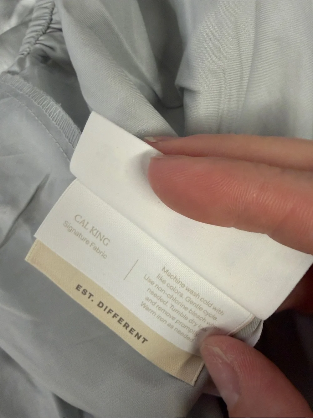 $299 California king boll & branch Signature Hemmed Sheet Set — Shore Gray sky
